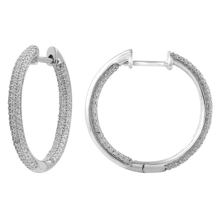 Inside Out Hoops with 0.5ct Diamonds in 9K White Gold