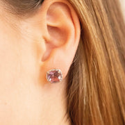 Pink Amethyst Earrings with 0.10ct Diamonds in 9K Rose Gold