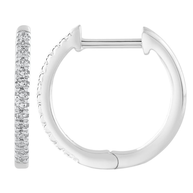 Huggie Earrings with 0.08ct Diamonds in 9K White Gold