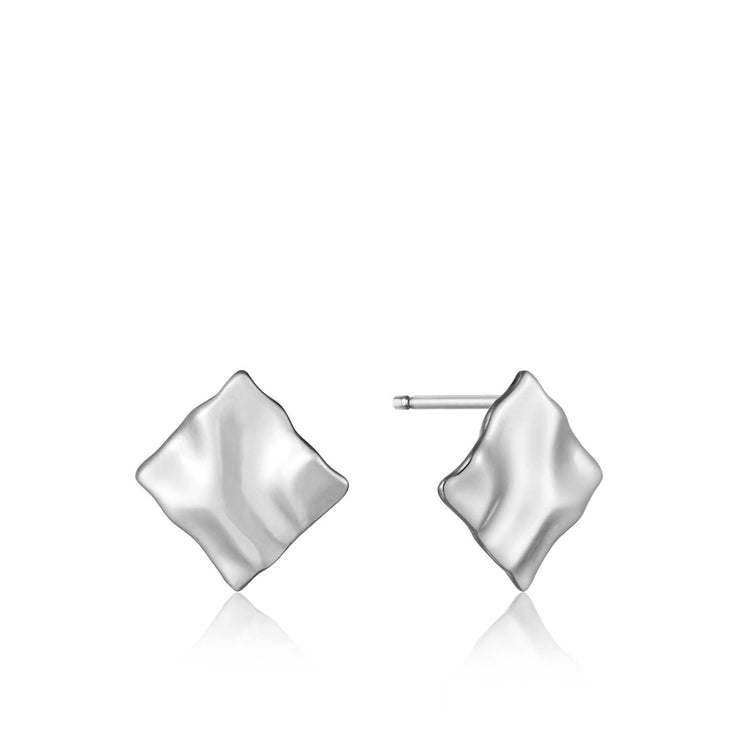 Ania Haie Crush Mini Square Stud Earrings - Silver