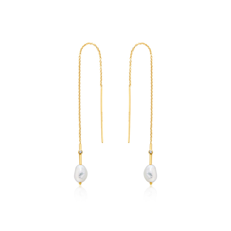 Ania Haie Pearl Threader Earrings Gold