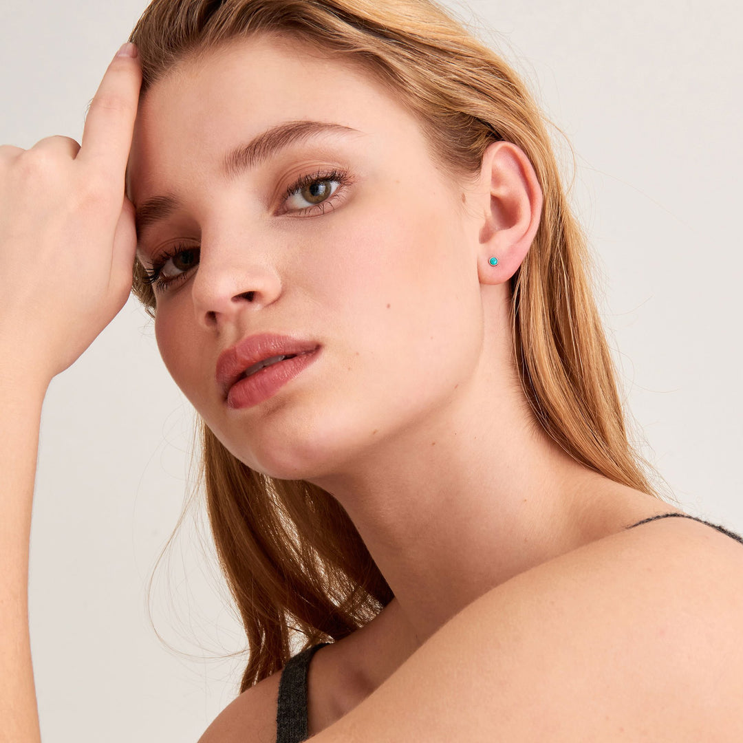 Ania Haie Silver Tidal Turquoise Double Stud Earrings 