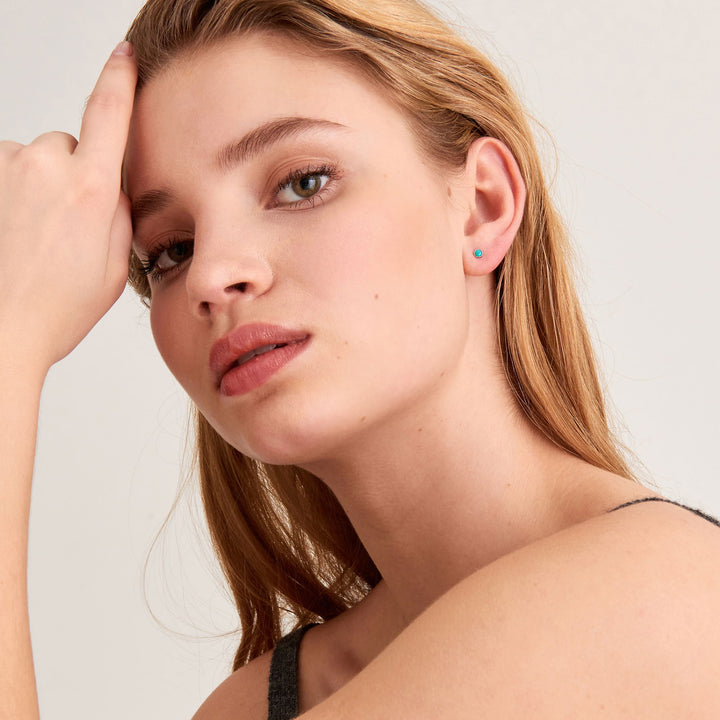 Ania Haie Silver Tidal Turquoise Double Stud Earrings 