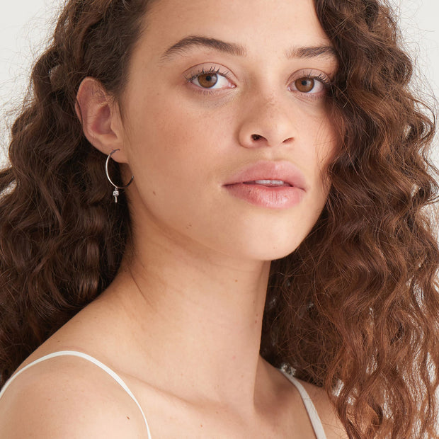 Ania Haie Silver Key Hoop Earrings