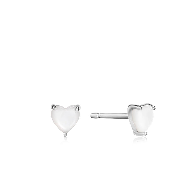 Ania Haie Silver Mother of Pearl Heart Stud Earrings