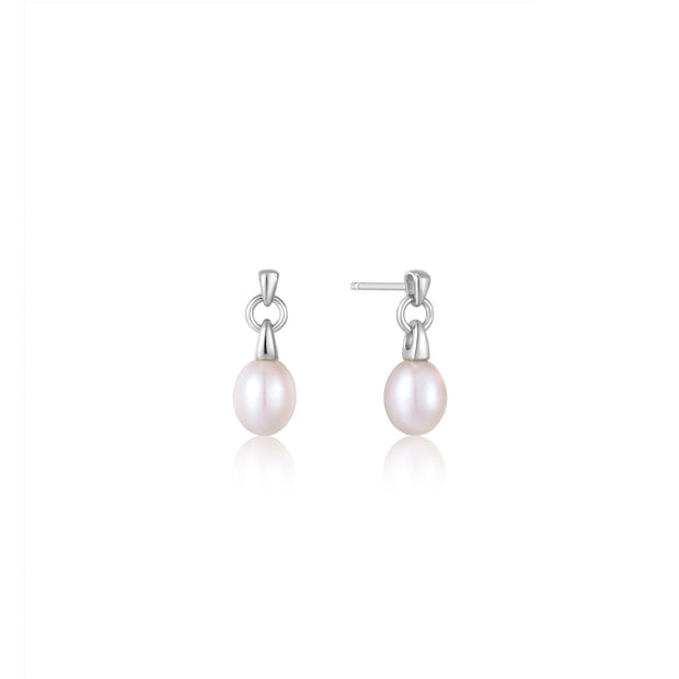 Ania Haie Silver Pearl Drop Stud Earrings | The Jewellery Boutique