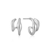 Ania Haie Silver Wave Double Hoop Stud Earrings