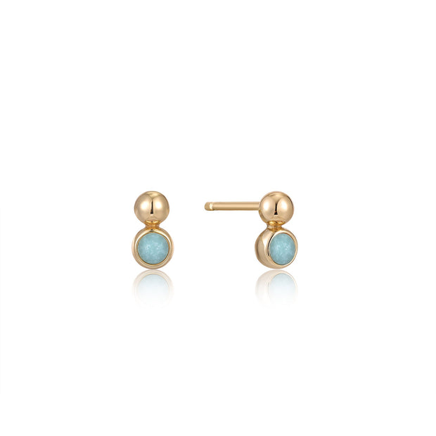 Gold Amazonite Stud Earrings | The Jewellery Boutique