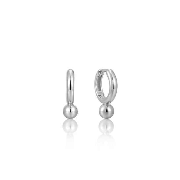 Silver Drop Huggie Hoop Earrings | The Jewellery Boutique
