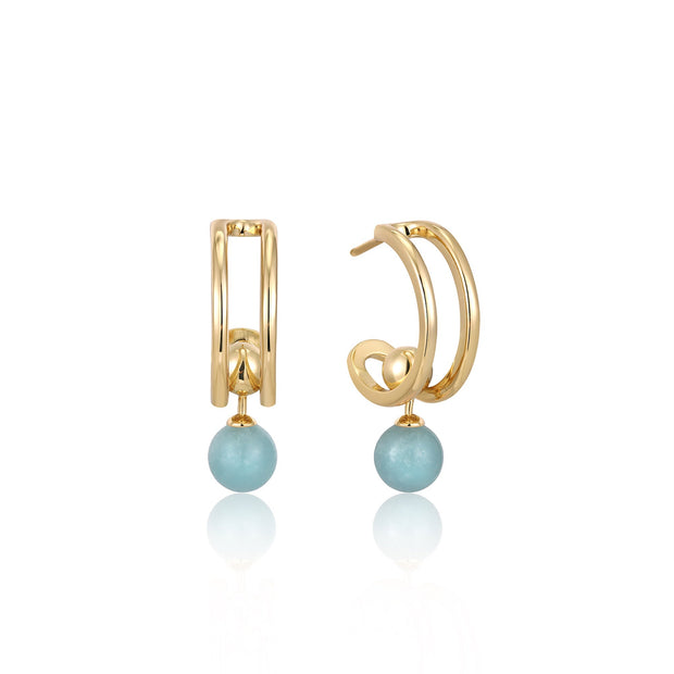 Gold Amazonite Hoop Earrings | The Jewellery Boutique
