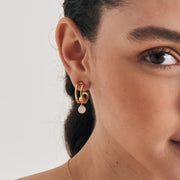 Gold Rose Quartz Stud Mini Hoop Earrings | The Jewellery Boutique