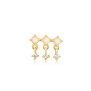 Gold Kyoto Opal Drop Sparkle Barbell Single Earring
