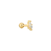 Gold Kyoto Opal and Sparkle Marquise Barbell Single Earring