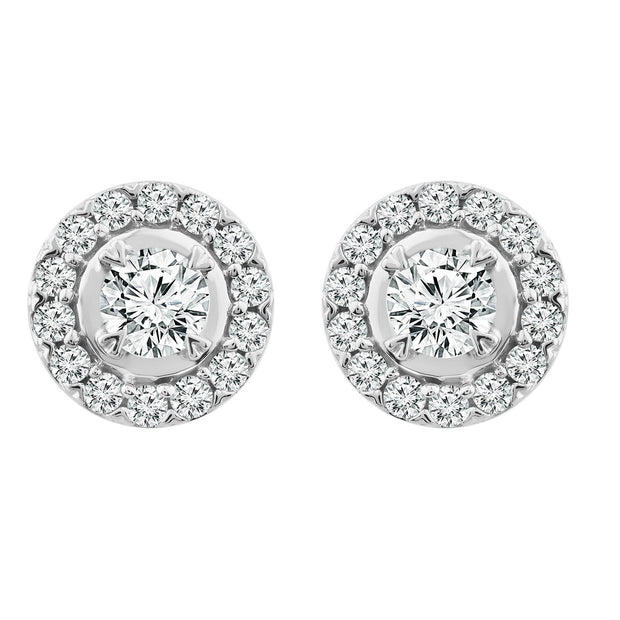 Halo Stud Earrings with 0.25ct Diamonds in 9K White Gold - EF-5120-W