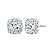 Halo Stud Earrings with 0.50ct Diamonds in 9K White Gold - EF-5970-W