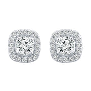 Halo Stud Earrings with 0.25ct Diamonds in 9K White Gold - EF-6177-W