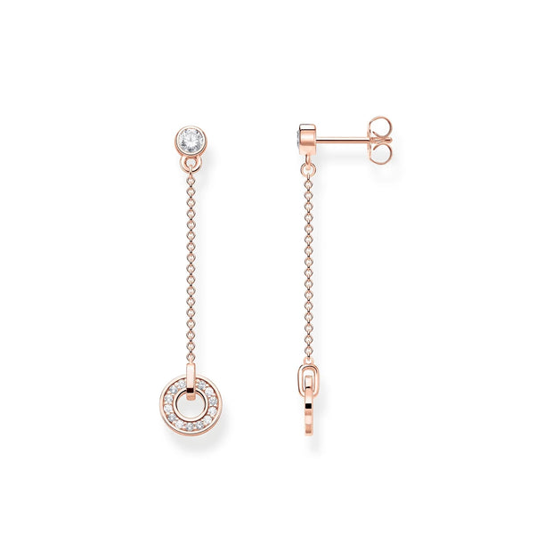 Sparkling Circles Drop Rose Gold Earrings | The Jewellery Boutique