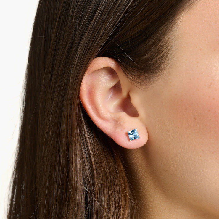 Silver Ear Studs with Blue Stone | The Jewellery Boutique