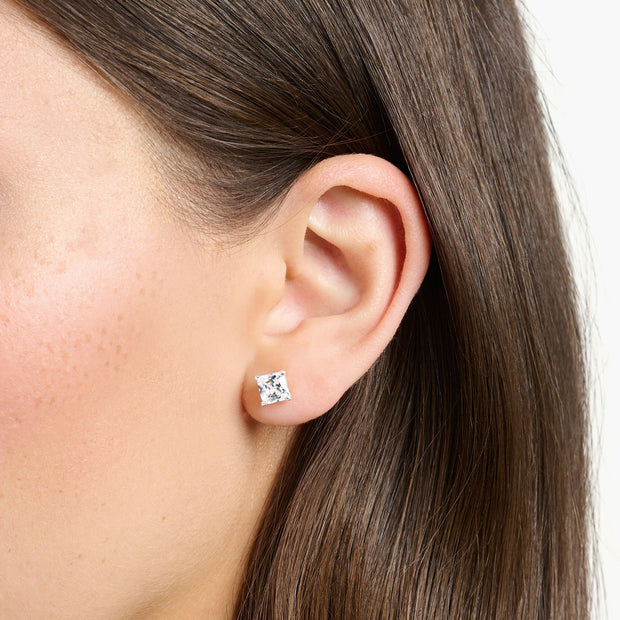 Ear Studs White Stone Silver | The Jewellery Boutique