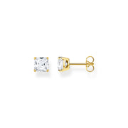Gold Ear Studs with White Stone | The Jewellery Boutique