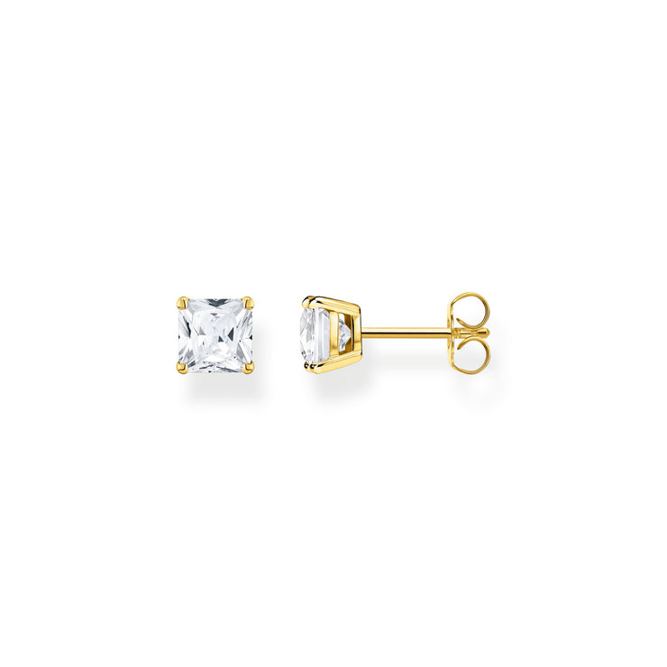 Gold Ear Studs with White Stone | The Jewellery Boutique