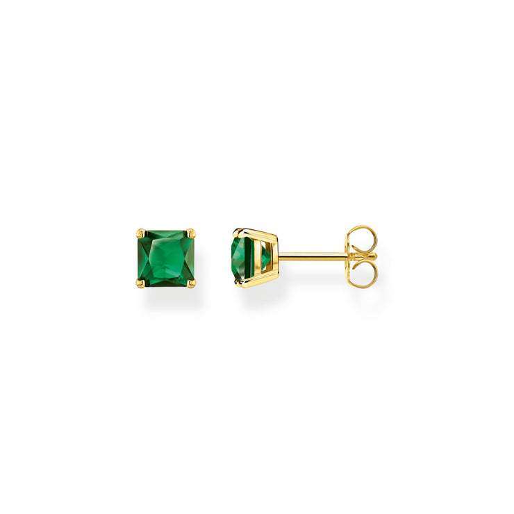 Ear Studs Green Stone Gold | The Jewellery Boutique
