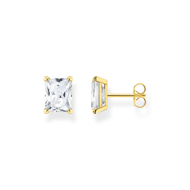 Ear Studs White Stone Gold | The Jewellery Boutique
