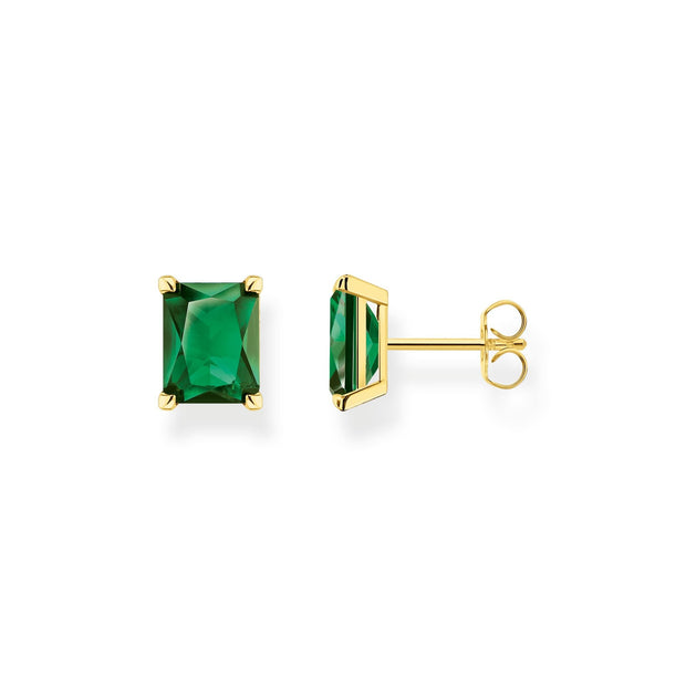 Ear Studs Green Stone Gold | The Jewellery Boutique