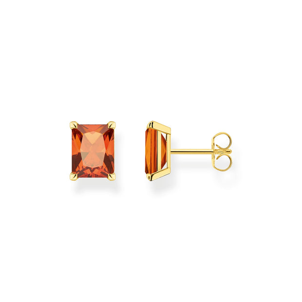 Ear Studs Orange Stone Gold | The Jewellery Boutique