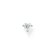 Single ear stud heart silver