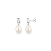 Earrings PEarl with White Stone Silver | The Jewellery Boutique