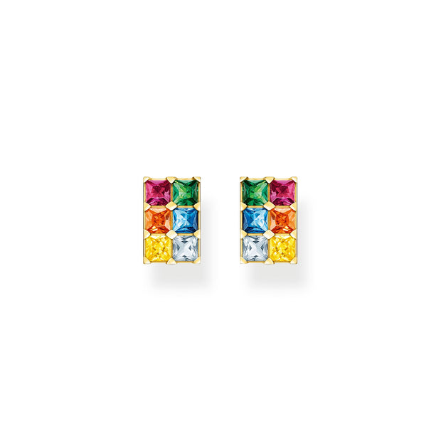 Ear Studs Colourful Stones Gold | The Jewellery Boutique