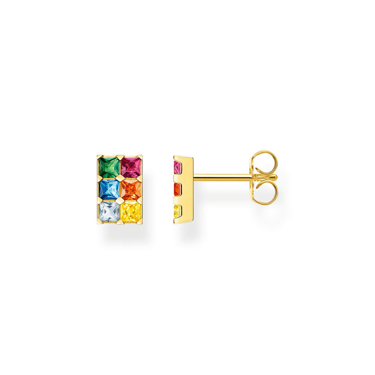 Ear Studs Colourful Stones Gold | The Jewellery Boutique