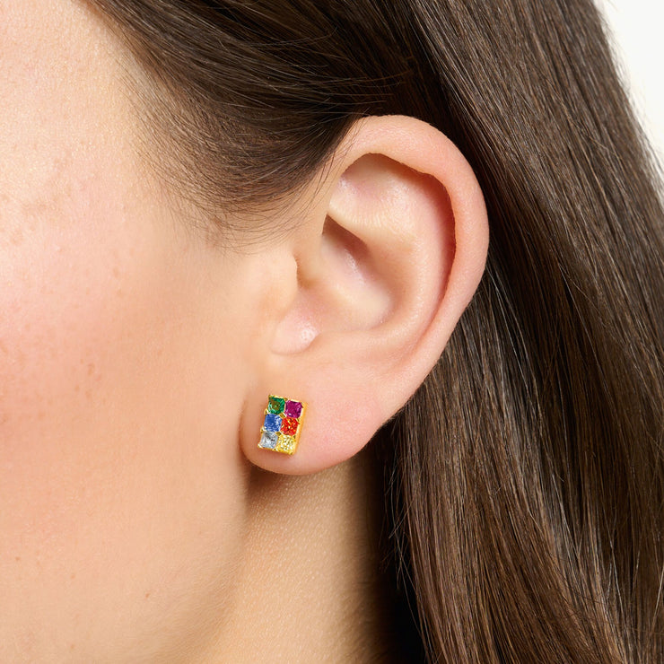 Ear Studs Colourful Stones Gold | The Jewellery Boutique