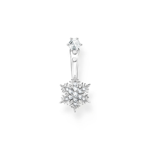 Single ear stud snowflake with white stones silver | The Jewellery Boutique