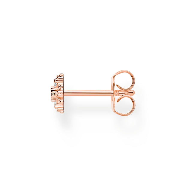 Single ear stud snowflake with white stones rose gold | The Jewellery Boutique