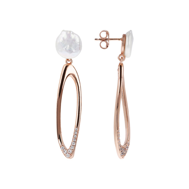Bronzallure Hoop Earrings with Coin Pearls