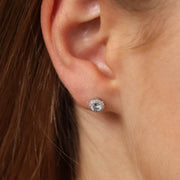 Aquamarine Stud Earrings with 0.05ct Diamond in 9K White Gold