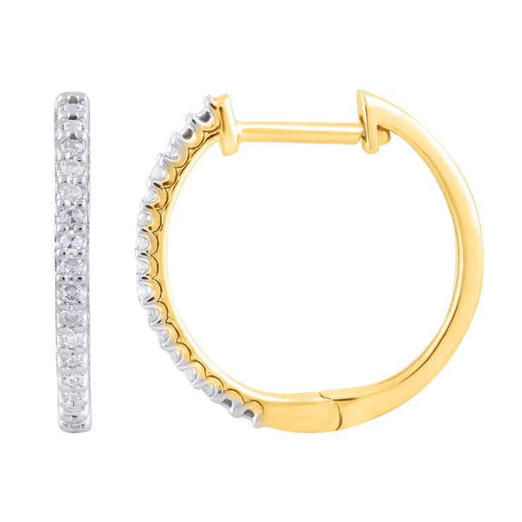 Hoop Earrings with 0.1ct Diamonds in 9K Yellow Gold