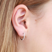 Hoop Earrings with 0.1ct Diamond in 9K White Gold