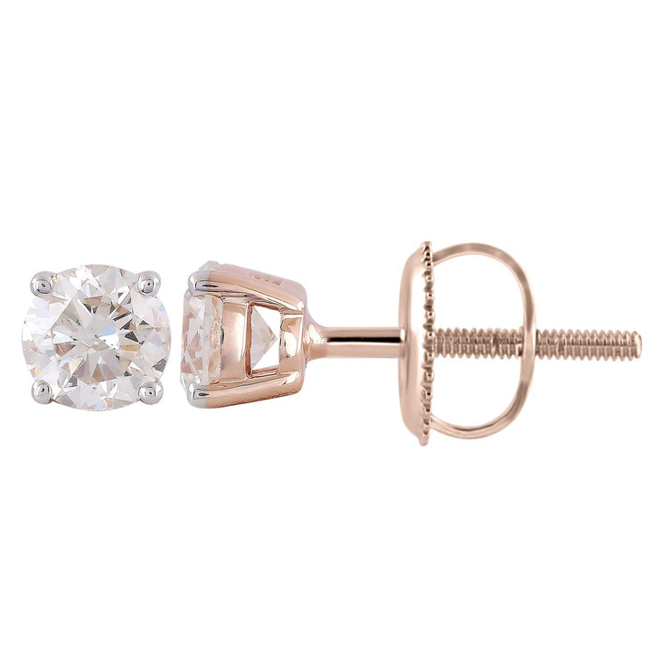 Stud Earrings with 0.75ct Diamonds in 9K Rose Gold