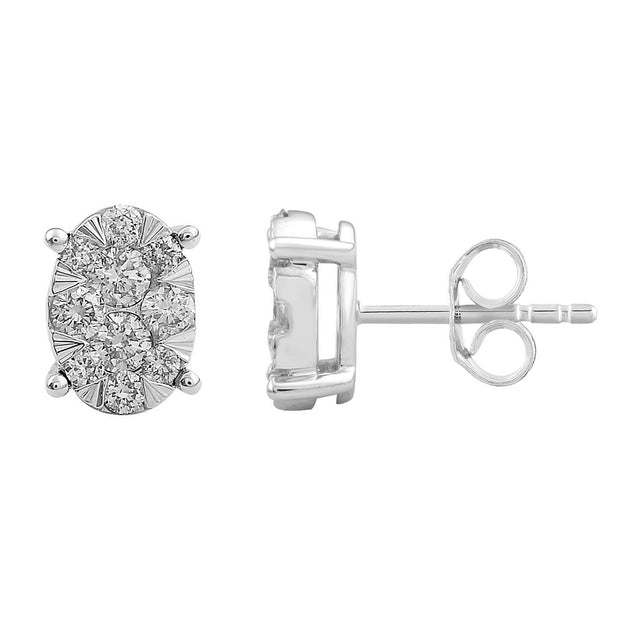 Stud Earrings with 0.5ct Diamonds in 9K White Gold