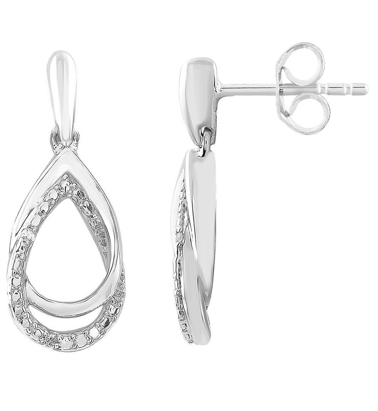 Earrings with 0.01ct Diamonds in 9K White Gold