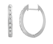 Huggie Earrings with 0.1ct Diamonds in 9K White Gold