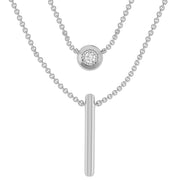 Double layer Necklace with 0.1ct Diamonds in 9K White Gold