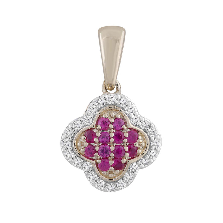 Ruby Pendant with .07ct Diamonds in 9K Yellow Gold