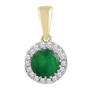Emerald Pendants with 0.03ct Diamonds in 9K Yellow Gold