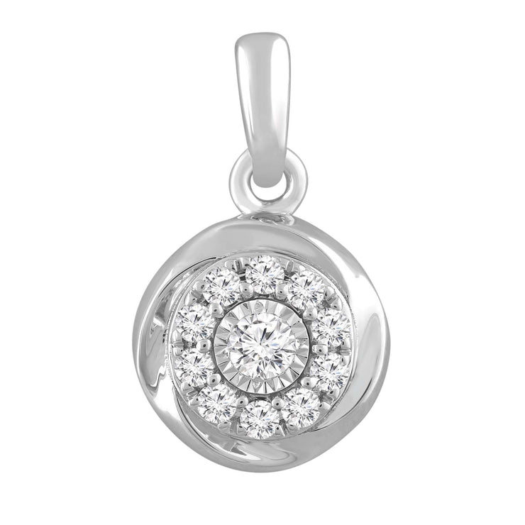 Round Pendant with 0.18ct Diamond in 9K White Gold