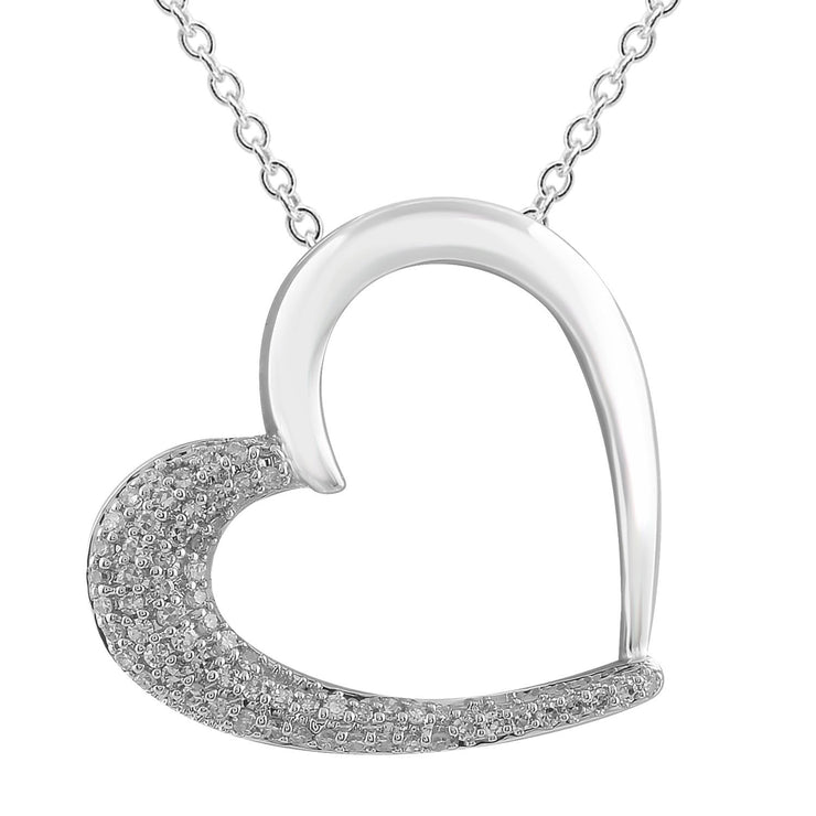 Heart Pendant with 0.12ct Diamonds in 9K White Gold