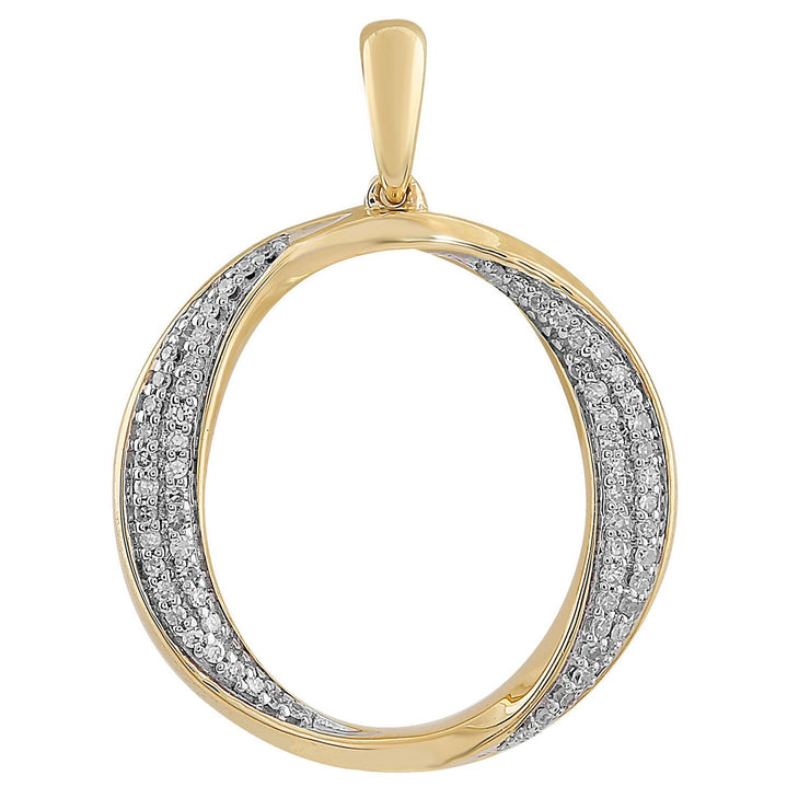 Oval Pendant with 0.12ct Diamonds in 9K Yellow Gold